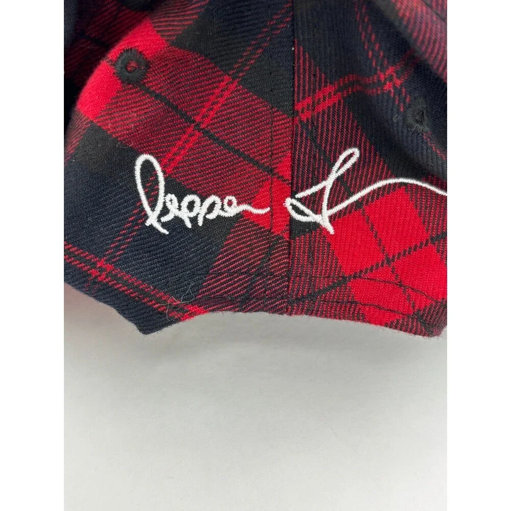 Monkey Sport Plaid Hat S/M Red Black Tartan Baseball Cap NWT Embroidered Monkey